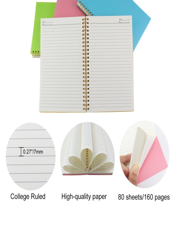 Aacehlh Spiral Notebook Journal,5.5" x 8.5" Plastic Hardcover College Ruled Notebook with 4 Colors,80 Sheets / 160 Pages Per Journal for Work,Study and Notes (light green,light blue,yellow,pink). - Image 3
