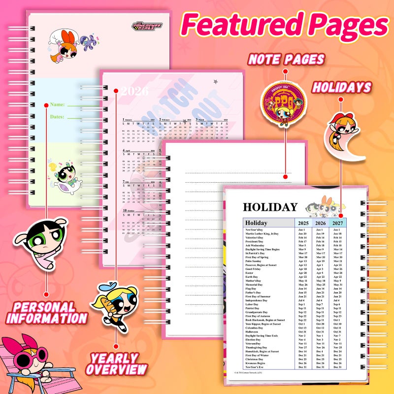 CoCube+ The Powerpuff Girls Spiral Notebook â€“ Officially Licensed Hardcover Journal with Fun Cartoon Design, Cute Spiral Notebook for Writing, School Notes, Journaling, Gift for Kids & Teens, 202-Page - Image 4