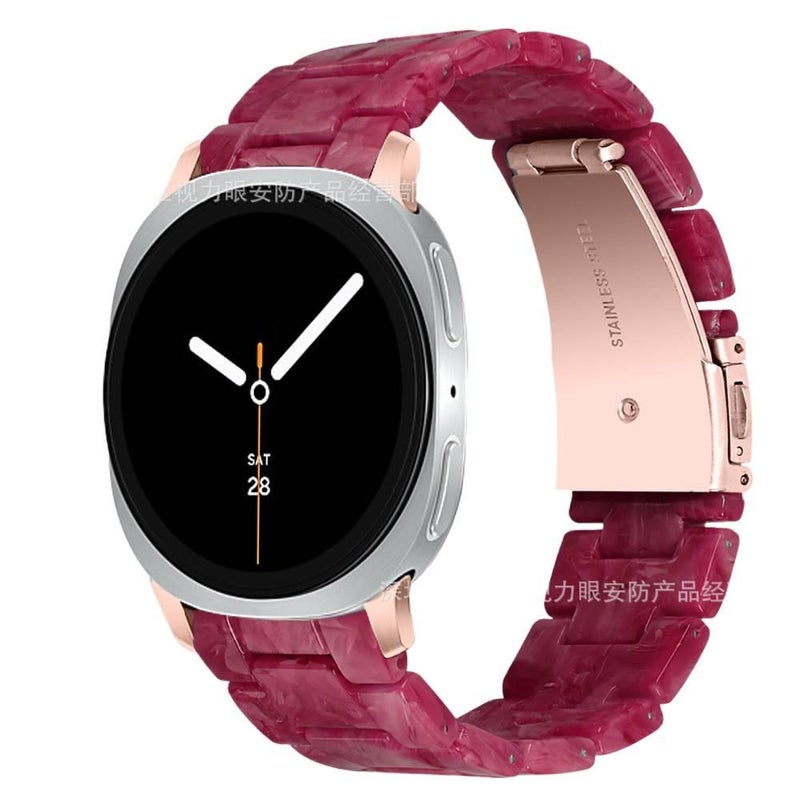 Red Resin Bracelet Strap Smartwatch Band Compatible with Samsung Galaxy Watch 8 Classic with Adjustable Fit Replacement Strap for Daily Wear - Image 1