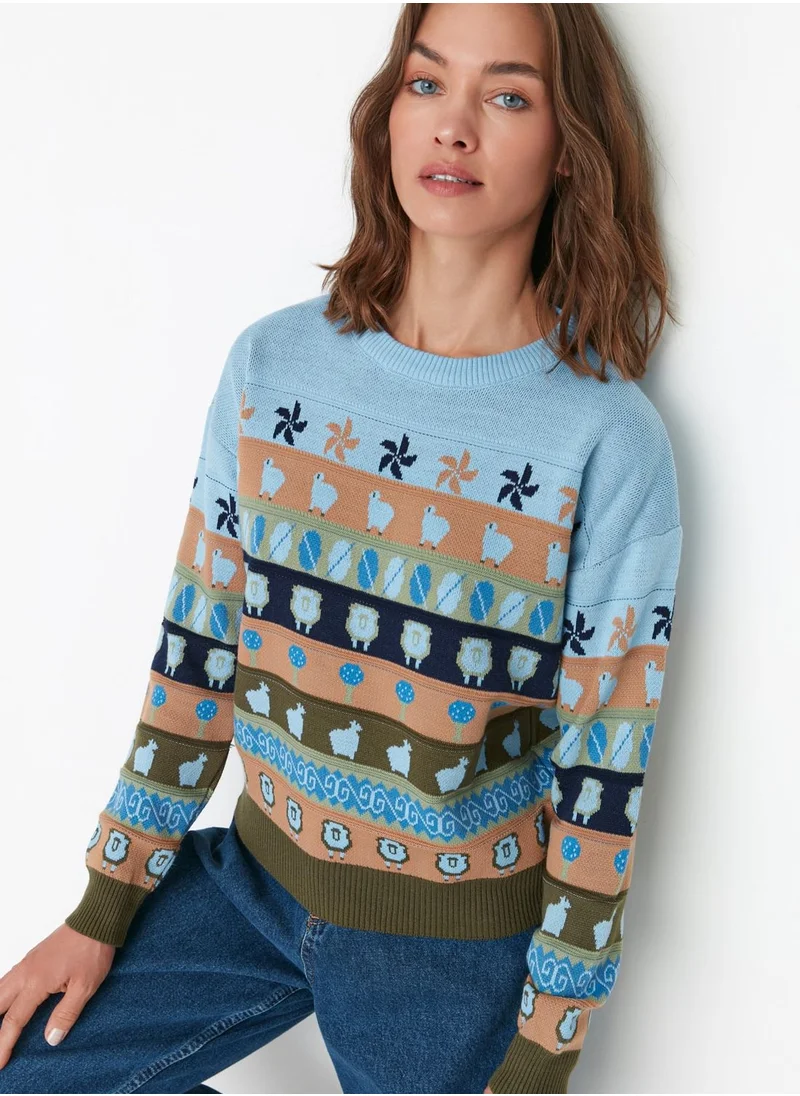 trendyol Crew Neck Printed Sweater