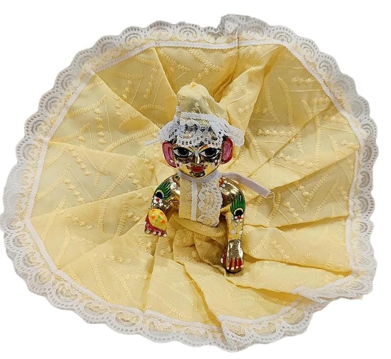 Partish Laddu Gopal Summer Dress with Pagdi (Pack of 4) l Ladoo Gopal Cotton Dress l Kanha Ji Poshak Size 0 1 2 3 4 5 6 (Design J, Size 1) - Image 5