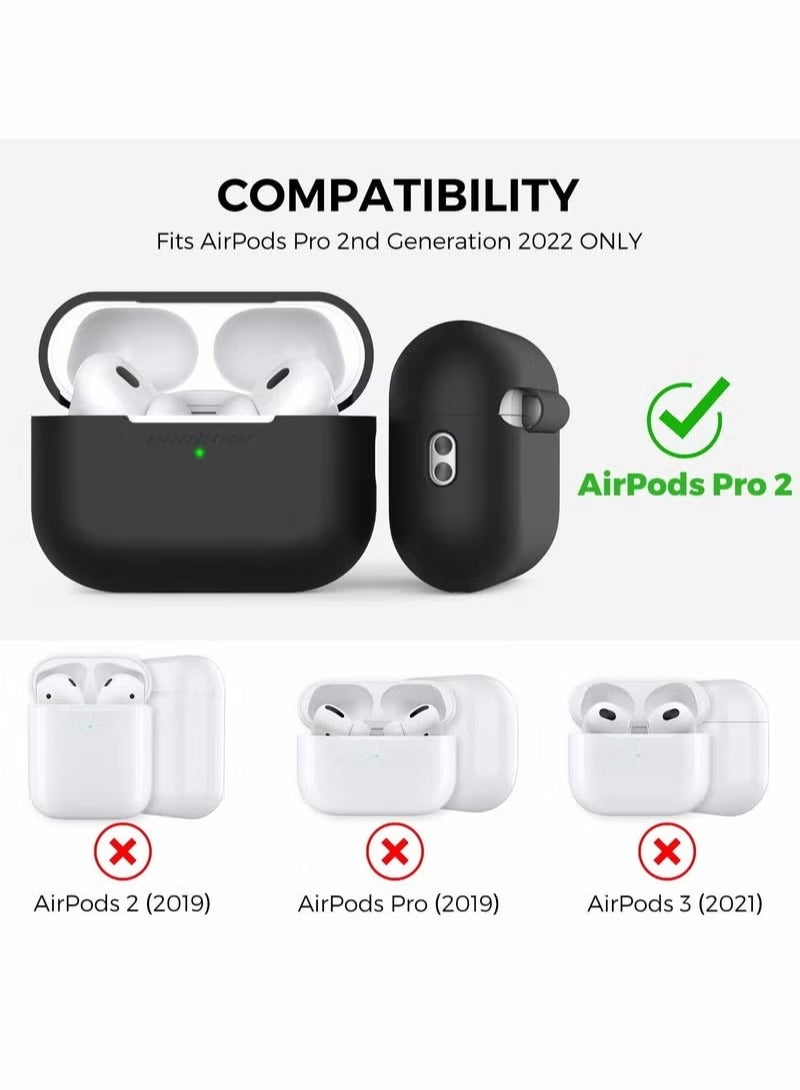 Ahastyle AirPods Pro 2 Case Silicone Protective Cover [Front LED Visible] Compatible with AirPods Pro 2nd Generation (Black) - Image 3