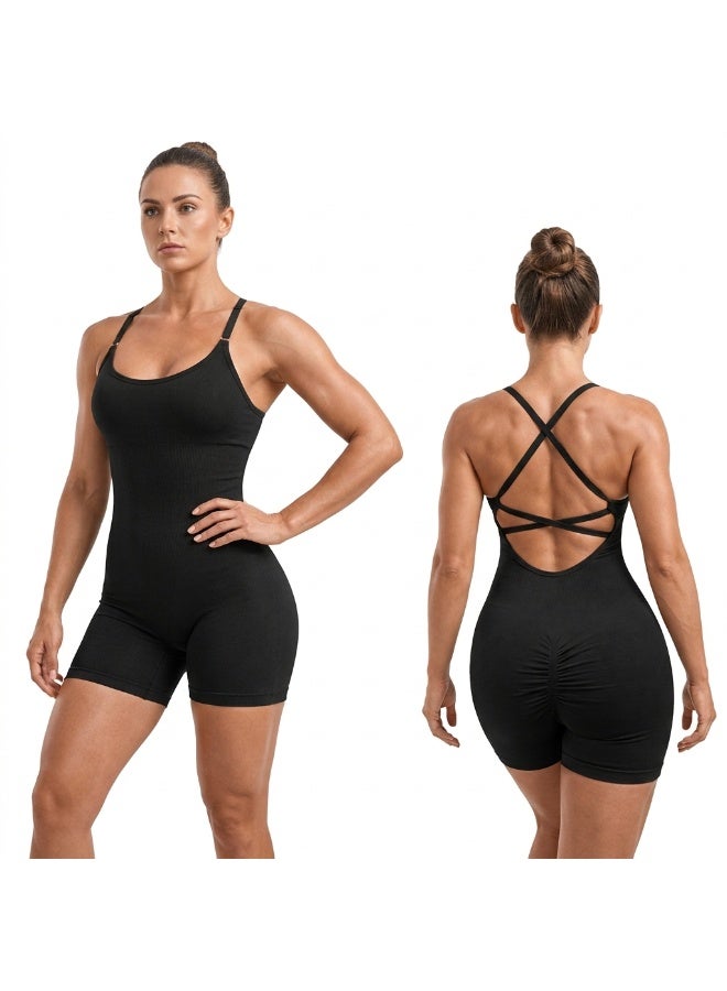 Women Seamless Romper – Stretch Body Shaper Jumpsuit, Adjustable Strap, Breathable Slim Fit Activewear