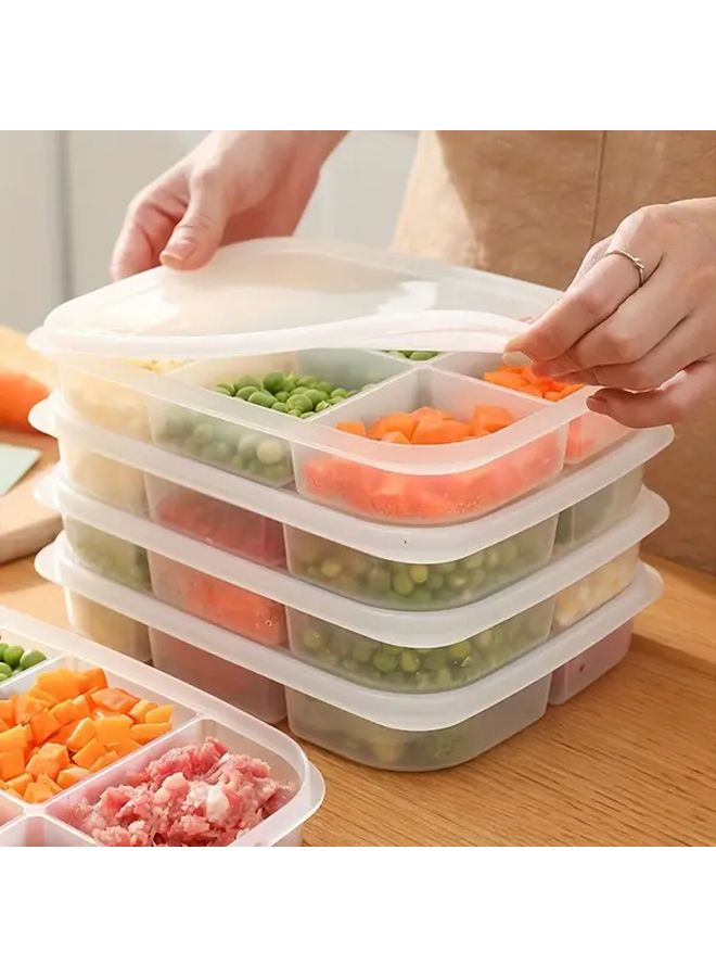 6 Grid Clear Plastic Food Storage Containers With Lids Freezer Safe Stackable Rectangular Kitchen Organizers For Meat Vegetables Fruits And Snacks Durable Hand Washable Secure Lid Design - Image 1