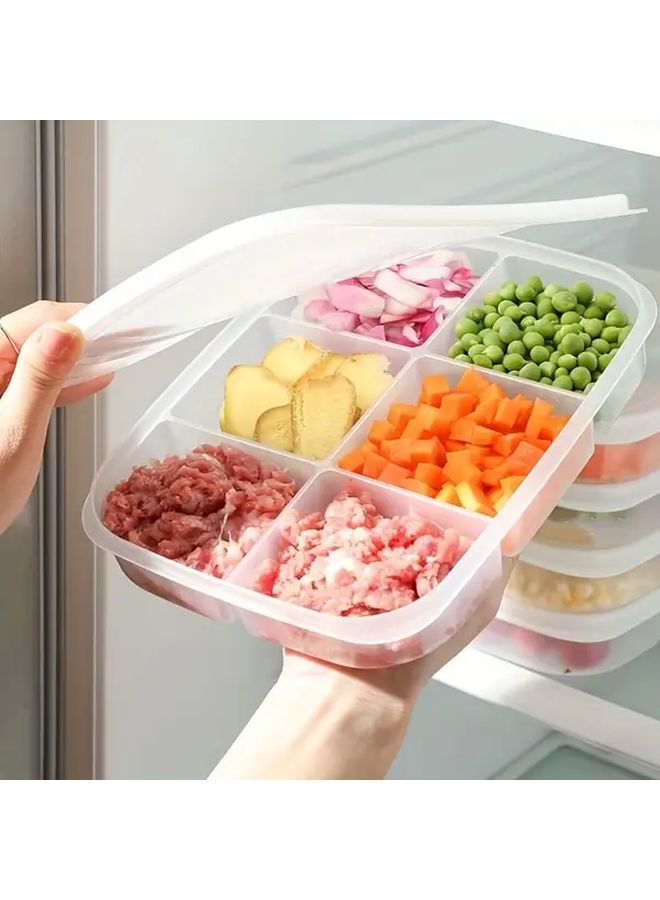 6 Grid Clear Plastic Food Storage Containers With Lids Freezer Safe Stackable Rectangular Kitchen Organizers For Meat Vegetables Fruits And Snacks Durable Hand Washable Secure Lid Design - Image 5