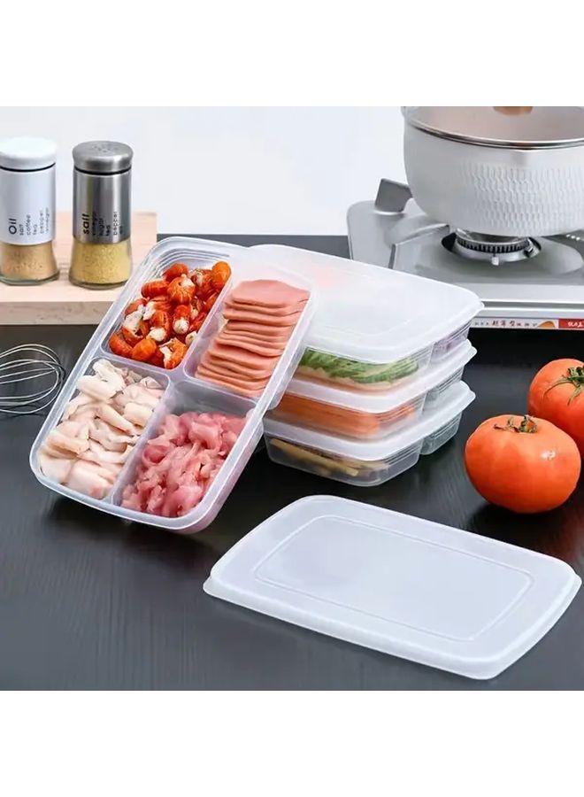 6 Grid Clear Plastic Food Storage Containers With Lids Freezer Safe Stackable Rectangular Kitchen Organizers For Meat Vegetables Fruits And Snacks Durable Hand Washable Secure Lid Design - Image 3