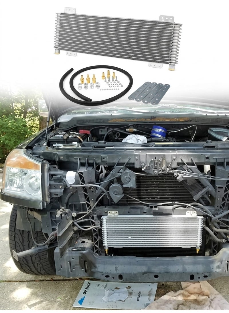 JOUDIYA 40K Transmission Oil Cooler Kit LPD47391, Heavy Duty Low Pressure Drop Trans Cooler with Mounting Hardware, Compatible with 40,000 GVW Max Trucks SUVs & Towing Vehicles - Image 2