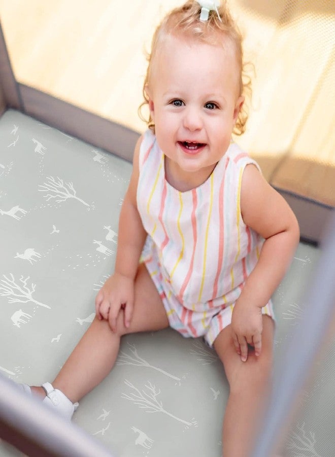 GRSSDER Stretchy Ultra Soft Jersey Knit Pack n Play Sheets Set 3 Pack, Portable/Mini Crib Sheets for Girls and Boys, Universal Fit for Pack N Plays Safe and Snug, Stylish African Savannah Animals Pattern - Image 5