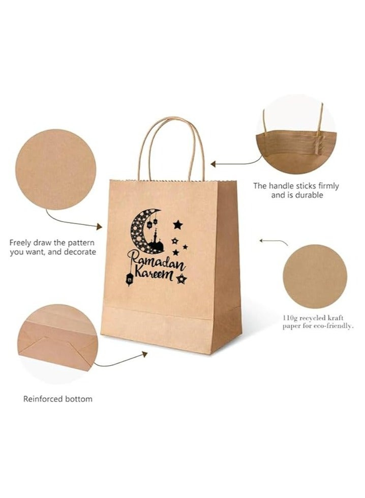 PRINTSHOP4ME 10 Pcs Of Ramadan Kareem Kraft Paper Bags With Handles Brown-Gift Kraft Paper Bags With Handles Reusable And Eco-Friendly For Gift Giving - Image 4