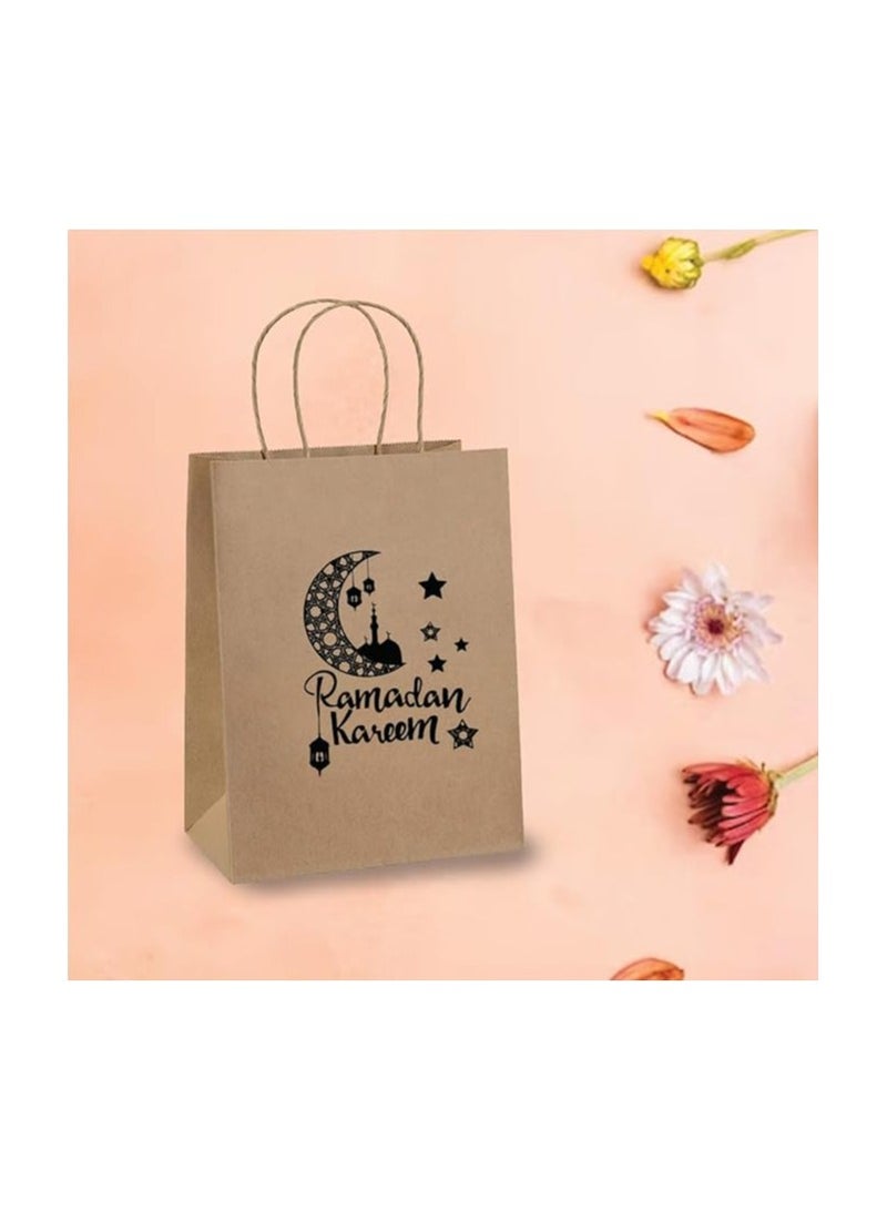PRINTSHOP4ME 10 Pcs Of Ramadan Kareem Kraft Paper Bags With Handles Brown-Gift Kraft Paper Bags With Handles Reusable And Eco-Friendly For Gift Giving - Image 5