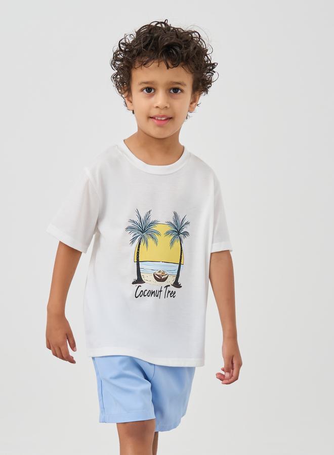 Styli Graphic Print Round Neck T-Shirt and Shorts Set - Image 2