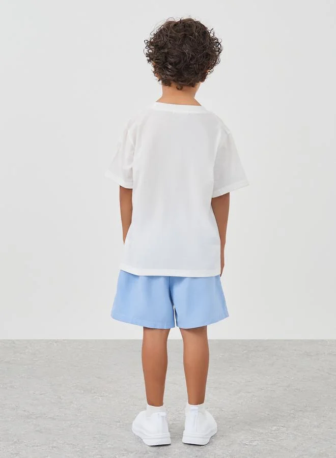 Styli Styli Graphic Print Round Neck T-Shirt and Shorts Set
