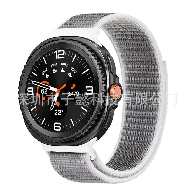 سوار ساعة ذكية سوار نايلون حلقي متوافق باللون رمادي قابل للتعديل مع Samsung Galaxy Watch 8 Classic بملاءمة قابلة للتعديل وحزام بديل - Image 1