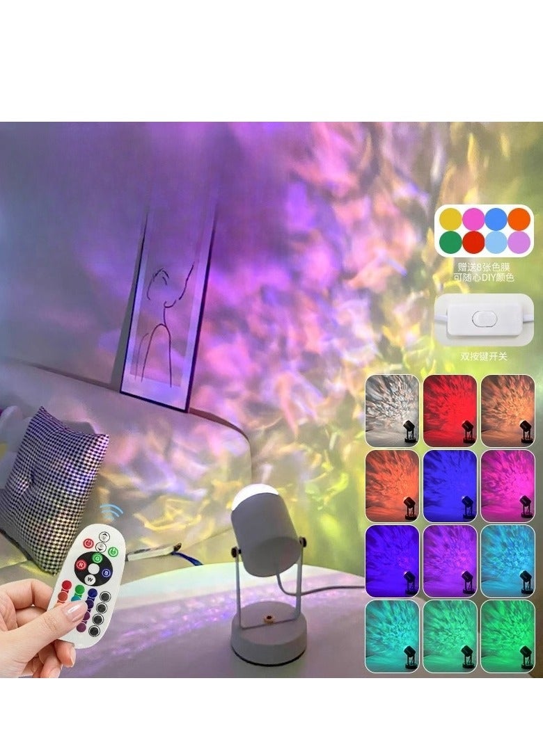Ocean Wave Projector Lights, 16 Color Changing Crystal Lamp with Remote Control, Starry Night Light Projector, Dynamic Bedside Lamp Romantic Gift for Bedroom Living Room Decor - Image 1