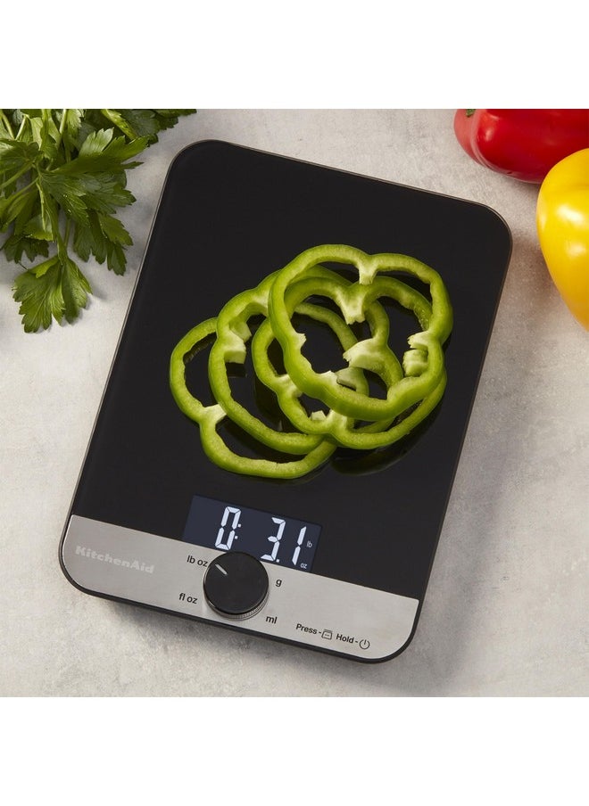 KitchenAid KitchenAid KQ908 Glass Surface 11 Pound Capacity Digital Kitchen and Food Scale, Scale for Food Ounces and Grams, Dry and Liquid Ingredients, Black  - Image 3