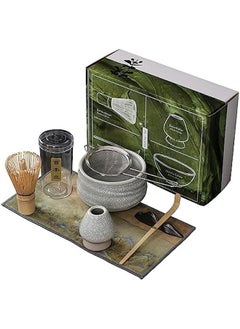 MIXDE 7 Piece Matcha Set, Luxurious Tea Set with Ceramic Bowl, Tea Mat, Traditional Scoop, Prong Bamboo Matcha Whisk and Holder  - Image 1