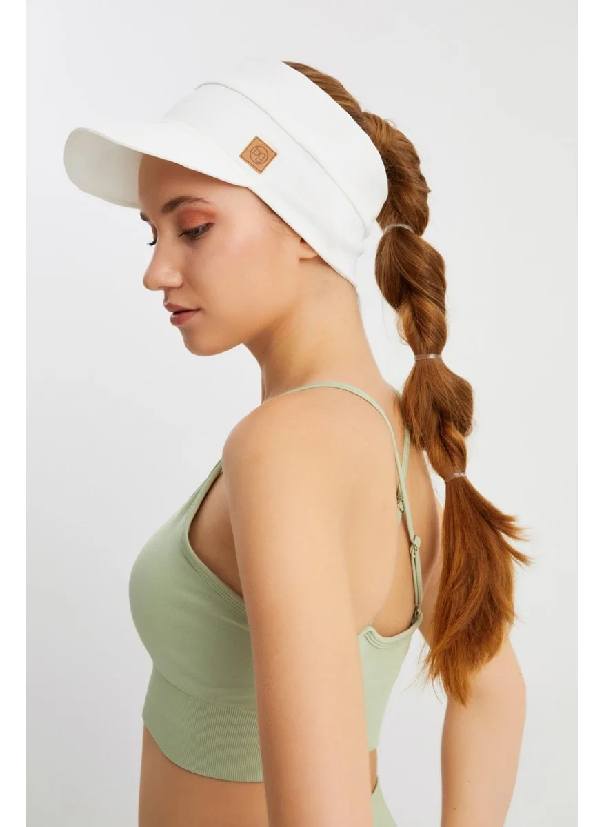 Butikgiz White - Red UV Protected Folding Open Top Soft Brim Cotton Combed Tennis Visor Hat Set of 2