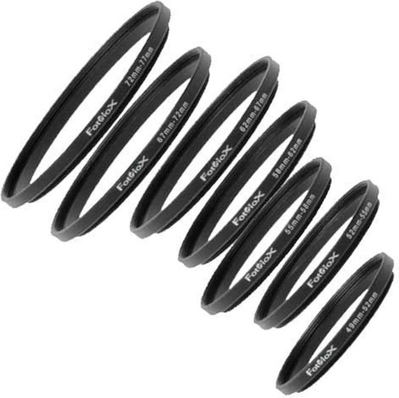 Fotodiox 7 Step Up Ring Filter Adapter Set Anodized Aluminum 49-52mm 52-55mm 55-58mm 58-62mm 62-67mm 67-72mm 72-77mm