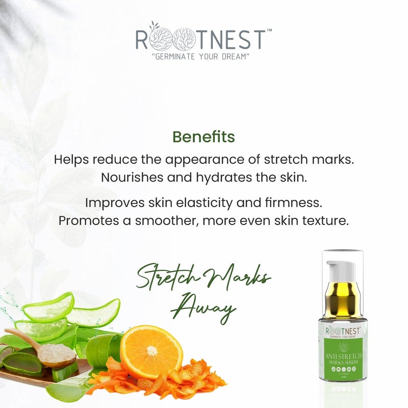 Rootnest Skin care kit with Mango Under Eye Serum for face 20ml Green Tea Anti Ageing Serum for face 20ml Anti Stretch Marks Serum 20ml - Image 4