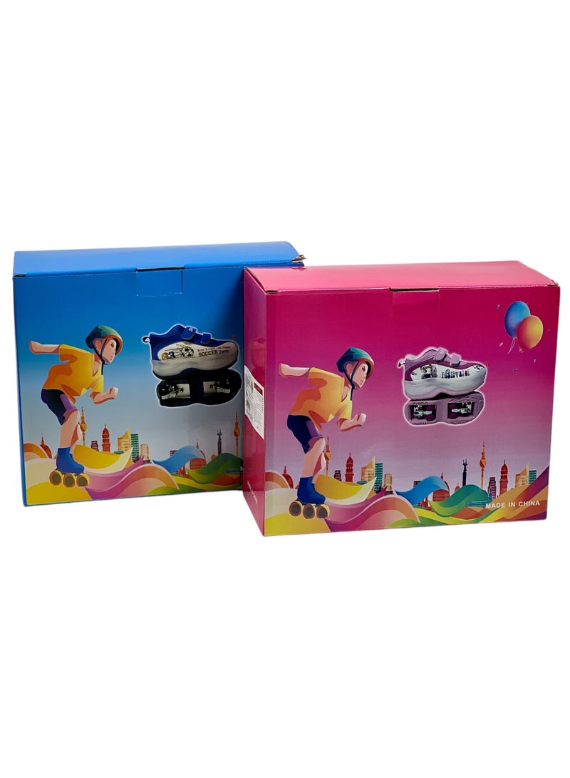 البدر زلاجة أطفال بأربع عجلات، أحذية تزلج للأطفال، حذاء بعجلات قابلة للطي، مناسب للمشي والتدريب للمبتدئين، حذاء كفرات للاطفال, سنيكر تزلج متعدد المقاسات - Image 5