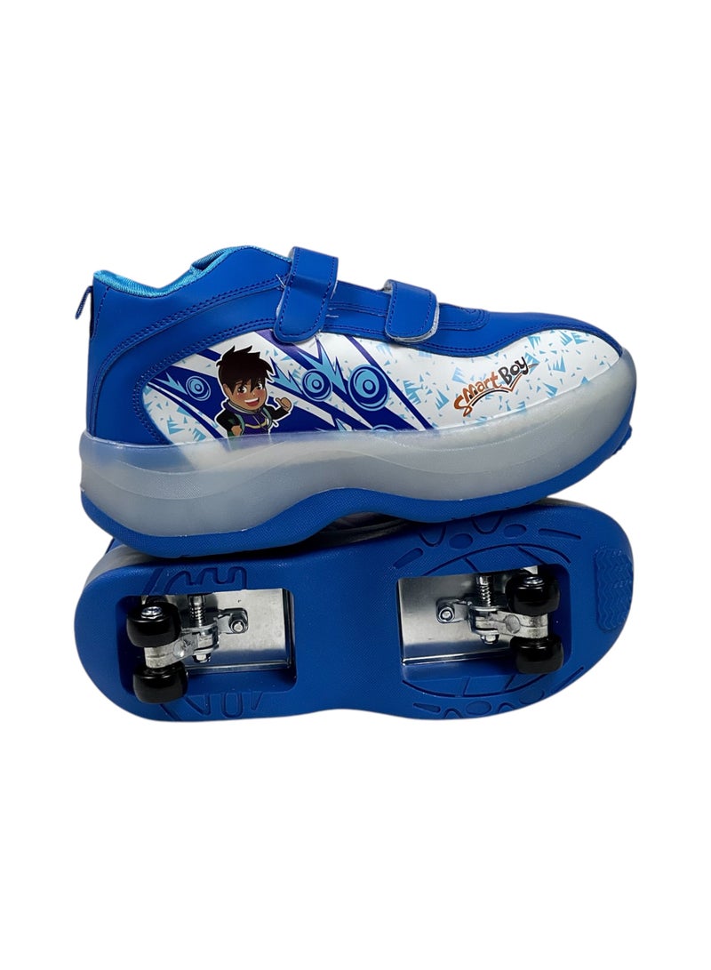 البدر زلاجة أطفال بأربع عجلات، أحذية تزلج للأطفال، حذاء بعجلات قابلة للطي، مناسب للمشي والتدريب للمبتدئين، حذاء كفرات للاطفال, سنيكر تزلج متعدد المقاسات - Image 2