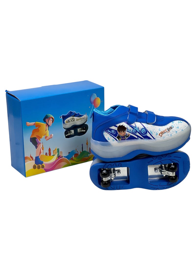البدر زلاجة أطفال بأربع عجلات، أحذية تزلج للأطفال، حذاء بعجلات قابلة للطي، مناسب للمشي والتدريب للمبتدئين، حذاء كفرات للاطفال, سنيكر تزلج متعدد المقاسات - Image 4