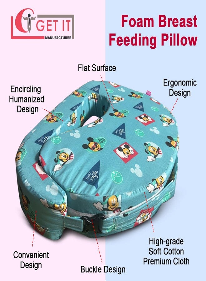 GET IT Breastfeeding Foam Pillow Premium 2 in 1 Baby with Detachable Cover | Newborn Nursing Pillow with Zip Buckle Adjustment | Infant Support for Baby and Mom Breastfeeding- Mickey Blue Print - Image 3