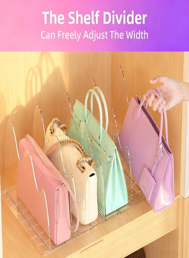 ANTOWIN Adjustable Shelf Divider for Closet, Purse Organizers for Closet, Clear Handbag Separators, Storage Organizer for Wooden Shelving, Bookshelf Dividers - Image 3