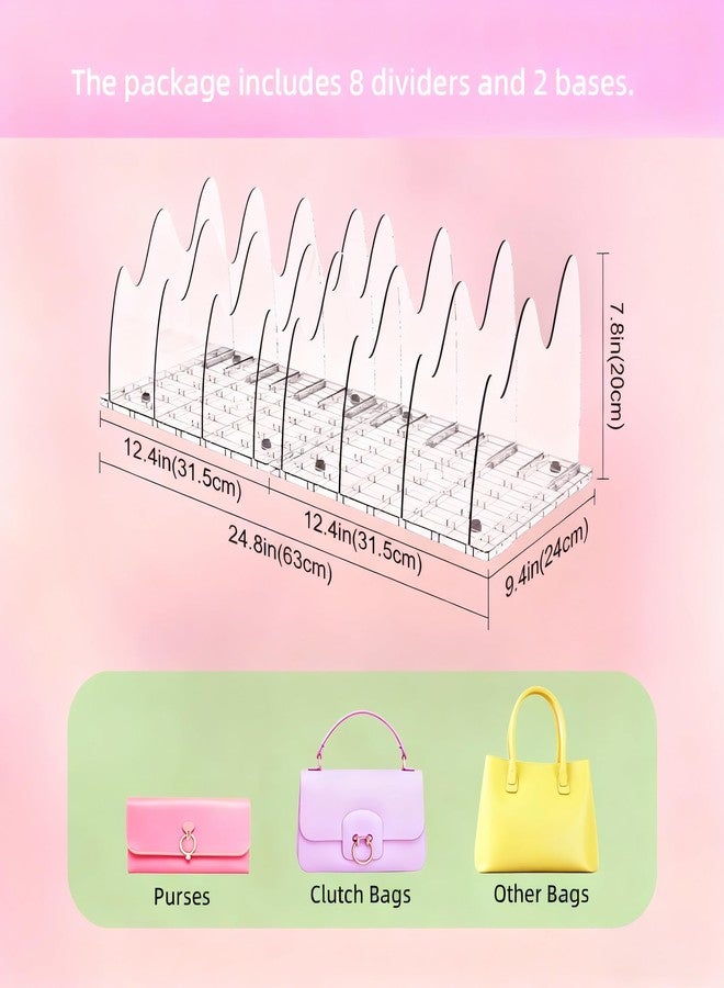 ANTOWIN Adjustable Shelf Divider for Closet, Purse Organizers for Closet, Clear Handbag Separators, Storage Organizer for Wooden Shelving, Bookshelf Dividers - Image 4