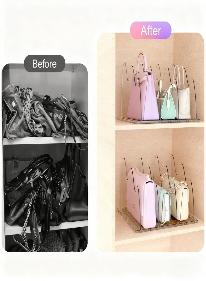 ANTOWIN Adjustable Shelf Divider for Closet, Purse Organizers for Closet, Clear Handbag Separators, Storage Organizer for Wooden Shelving, Bookshelf Dividers - Image 2