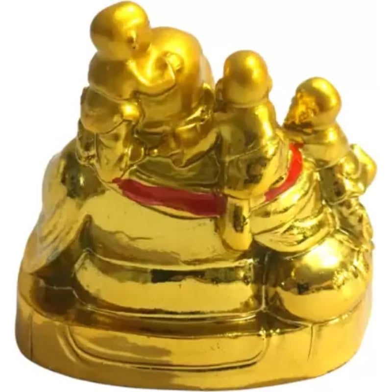 GJ Laughing Buddha with Children Showpiece Standard Gold - Image 2