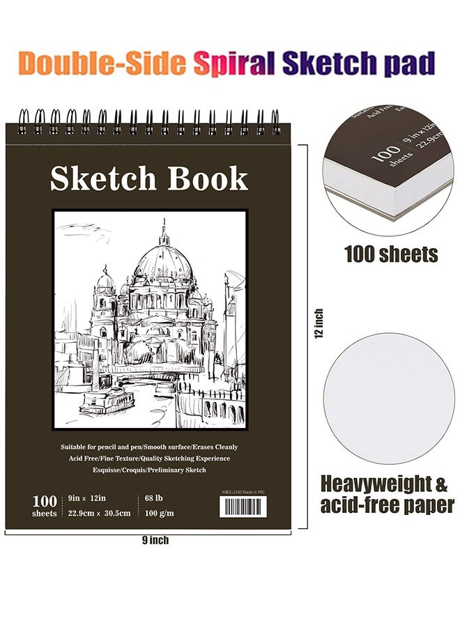 Garlo Sketch Book, Top Spiral Bound Sketch Pad, 1 Pack 100-Sheets (68lb/100gsm), Acid Free Art Sketchbook Artistic Drawing Painting Writing Paper for Kids Adults Beginners Artists  - Image 2