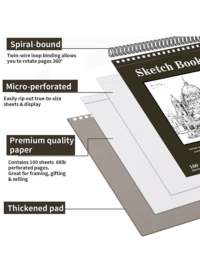 جارلو رسم كتاب ، أعلى دوامة ملزمة رسم المجلس ، 1 حزمة من 100 قطعة ( 68lb / 100gsm ) ، حمض الحرة الفن رسم كتاب للأطفال الفن الرسم والكتابة ورقة الكبار الفنان المبتدئ - Image 5