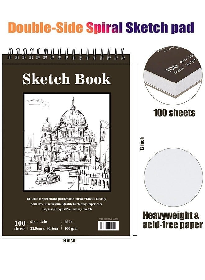 جارلو رسم كتاب ، أعلى دوامة ملزمة رسم المجلس ، 1 حزمة من 100 قطعة ( 68lb / 100gsm ) ، حمض الحرة الفن رسم كتاب للأطفال الفن الرسم والكتابة ورقة الكبار الفنان المبتدئ - Image 2