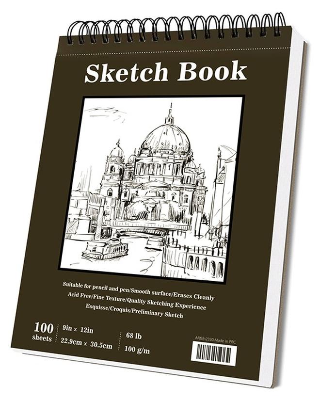 Garlo Sketch Book, Top Spiral Bound Sketch Pad, 1 Pack 100-Sheets (68lb/100gsm), Acid Free Art Sketchbook Artistic Drawing Painting Writing Paper for Kids Adults Beginners Artists - Image 1
