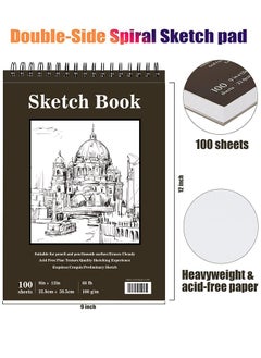 جارلو رسم كتاب ، أعلى دوامة ملزمة رسم المجلس ، 1 حزمة من 100 قطعة ( 68lb / 100gsm ) ، حمض الحرة الفن رسم كتاب للأطفال الفن الرسم والكتابة ورقة الكبار الفنان المبتدئ  - Image 2