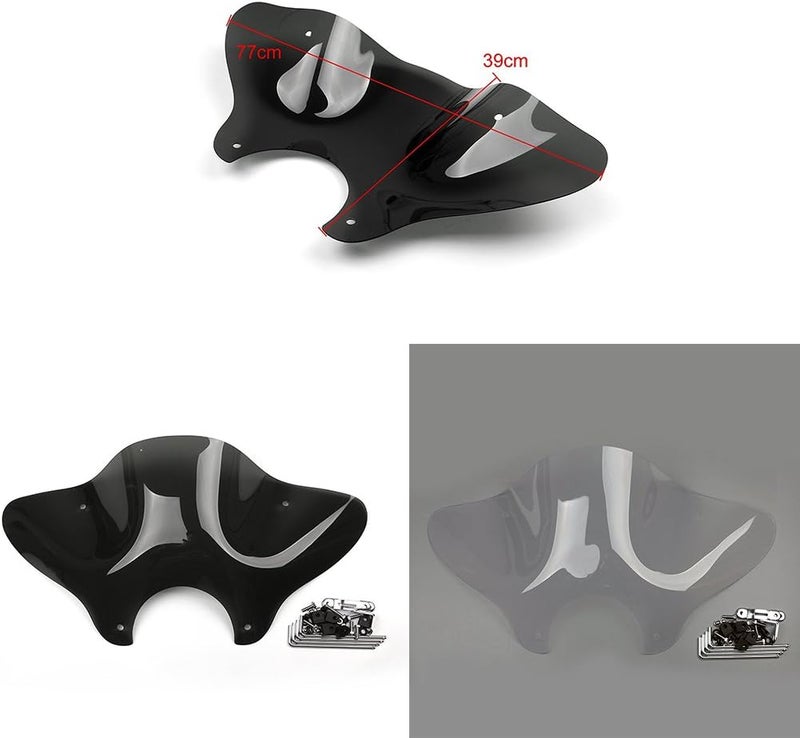 psler درع الرياح العالمي للدراجات النارية من psler مع مجموعة التركيب (أسود) - Image 5