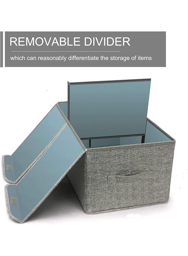 صندوق تخزين مع أغطية من القماش صندوق ألعاب قابل للطي صناديق تخزين كبيرة قابلة للطي لخزانة الملابس والخزانة والرف باللون الرمادي - Image 3
