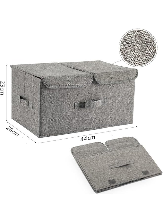 صندوق تخزين مع أغطية من القماش صندوق ألعاب قابل للطي صناديق تخزين كبيرة قابلة للطي لخزانة الملابس والخزانة والرف باللون الرمادي - Image 4