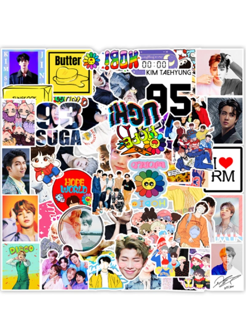 Loquat 100Pcs BTS Stickers Pack Kpop BT21 Bangtang Boys Waterproof Stickers Vinyl Decals - Image 2