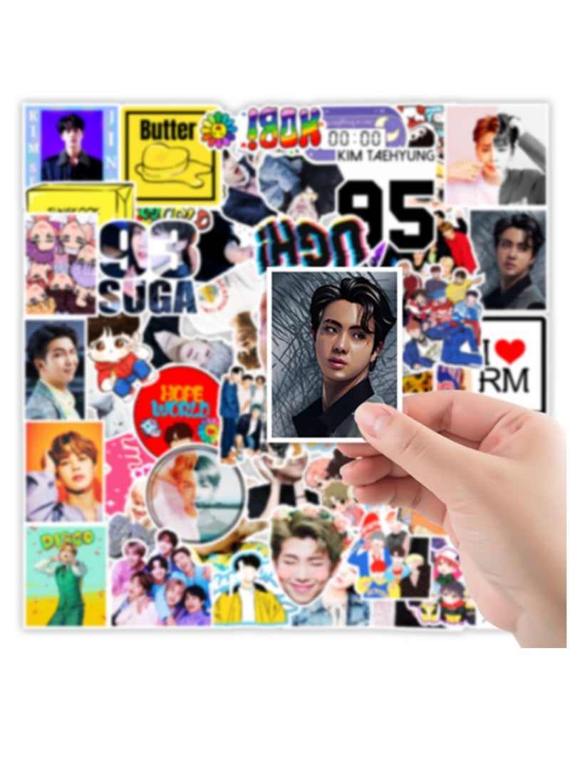 Loquat 100Pcs BTS Stickers Pack Kpop BT21 Bangtang Boys Waterproof Stickers Vinyl Decals - Image 3