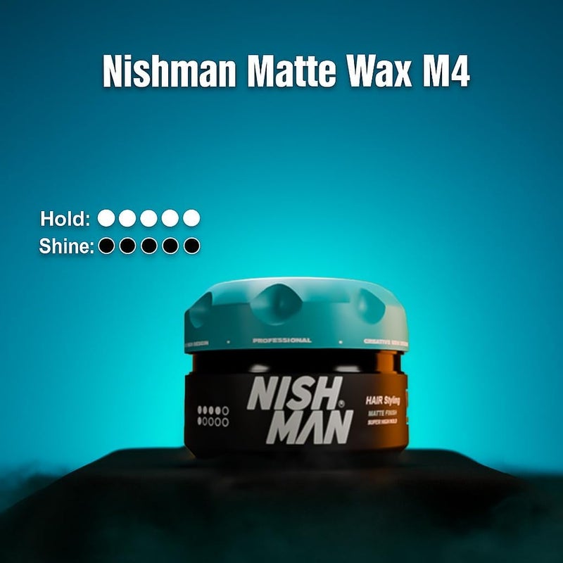 NISHMAN M4 Hair Styling Wax - Matte Finish Super High Hold 100g - Ultra Hard Matte Wax, Adds Volume to Hair - Image 2