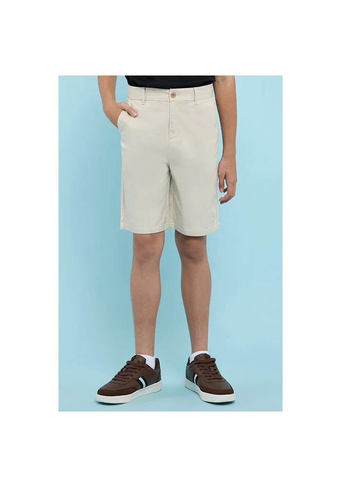 R&b Solid Shorts with Button Closure