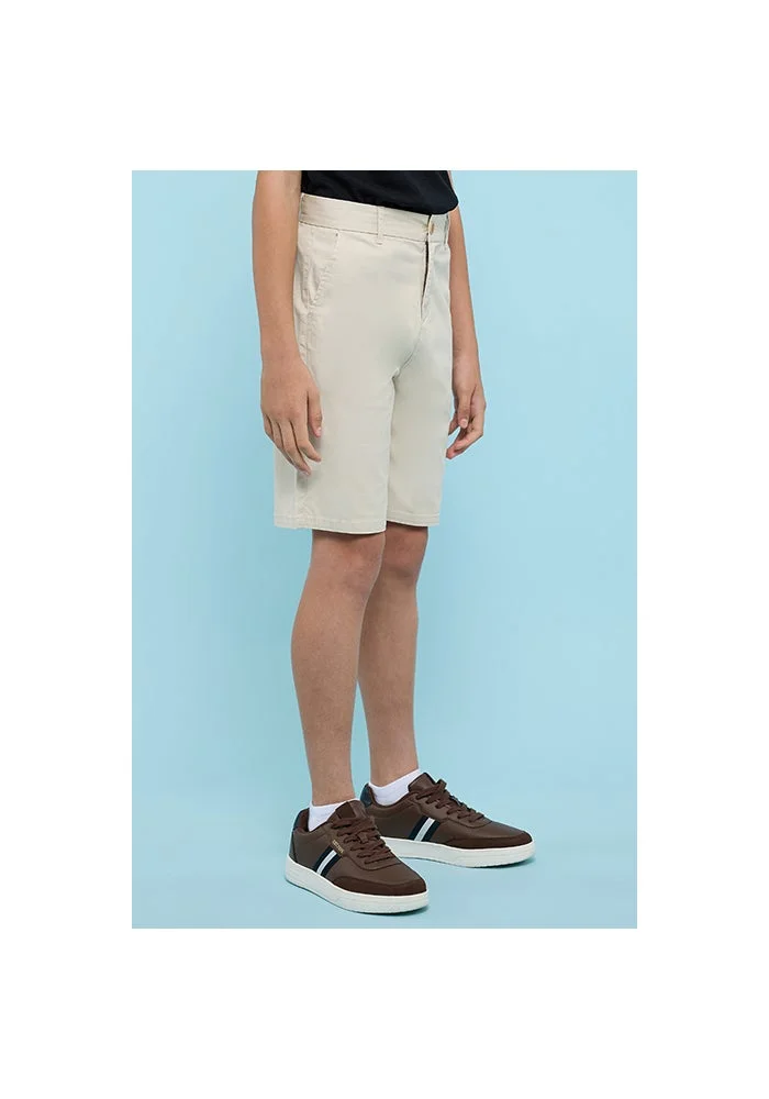 R&b Solid Shorts with Button Closure