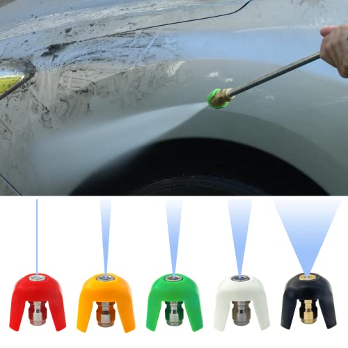 KIBBEH 5 Pack Quick Connect Pressure Washer Nozzle Tips,Quick Connect Spray Tip Set(0°, 15°, 25°, 40°, Soap),Compatible with Sun Joe SPX 3000 Series & Universal Pressure Washers - Image 3