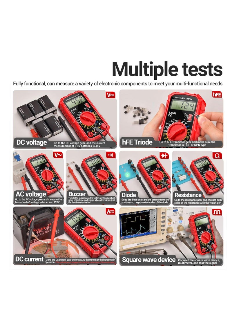 Generic - Multimeter For Resistance Test, 1999 Counts Tester Indication, for Televisions, Refrigerators, Air Conditioners Electronic Device, Various Parameters Like Current, Resistance(Red) - Image 1
