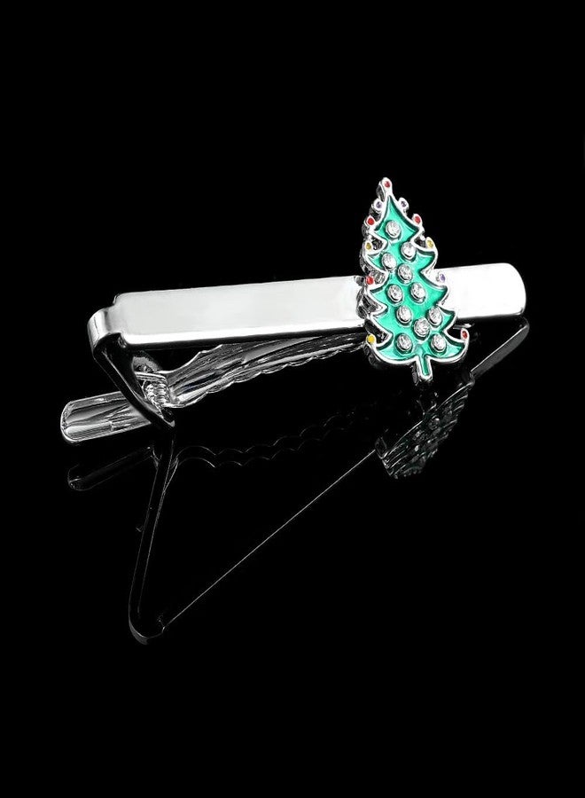Dtja 2.5 Inch Christmas Tie Clip Tie Bar for Men Silvery Winter Holiday Xmas Santa Rhinestone Tree Necktie Shirts Tuxeto Formal Wear Brooch Dainty Festival Party Dress Accessories Jewelry Gift for Him (Red Green Trees) - Image 4