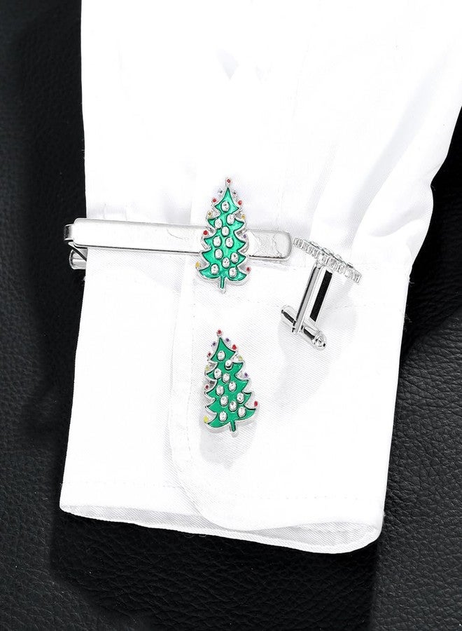 Dtja 2.5 Inch Christmas Tie Clip Tie Bar for Men Silvery Winter Holiday Xmas Santa Rhinestone Tree Necktie Shirts Tuxeto Formal Wear Brooch Dainty Festival Party Dress Accessories Jewelry Gift for Him (Red Green Trees) - Image 5