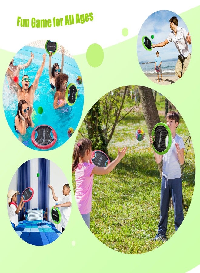 EVERICH TOY Bouncy Paddle Ball Game for Kids with 2 EVA Foam Trampoline Paddles and 4 Balls, Stringy Ball Toss and Catch Set for Indoor Outdoor Beach Pool Backyard Play, Flying Disc Gift for Boys & Girls - Image 4