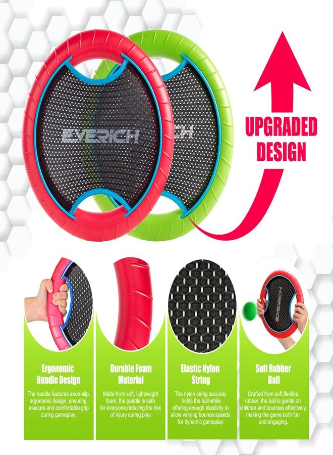 EVERICH TOY Bouncy Paddle Ball Game for Kids with 2 EVA Foam Trampoline Paddles and 4 Balls, Stringy Ball Toss and Catch Set for Indoor Outdoor Beach Pool Backyard Play, Flying Disc Gift for Boys & Girls - Image 3